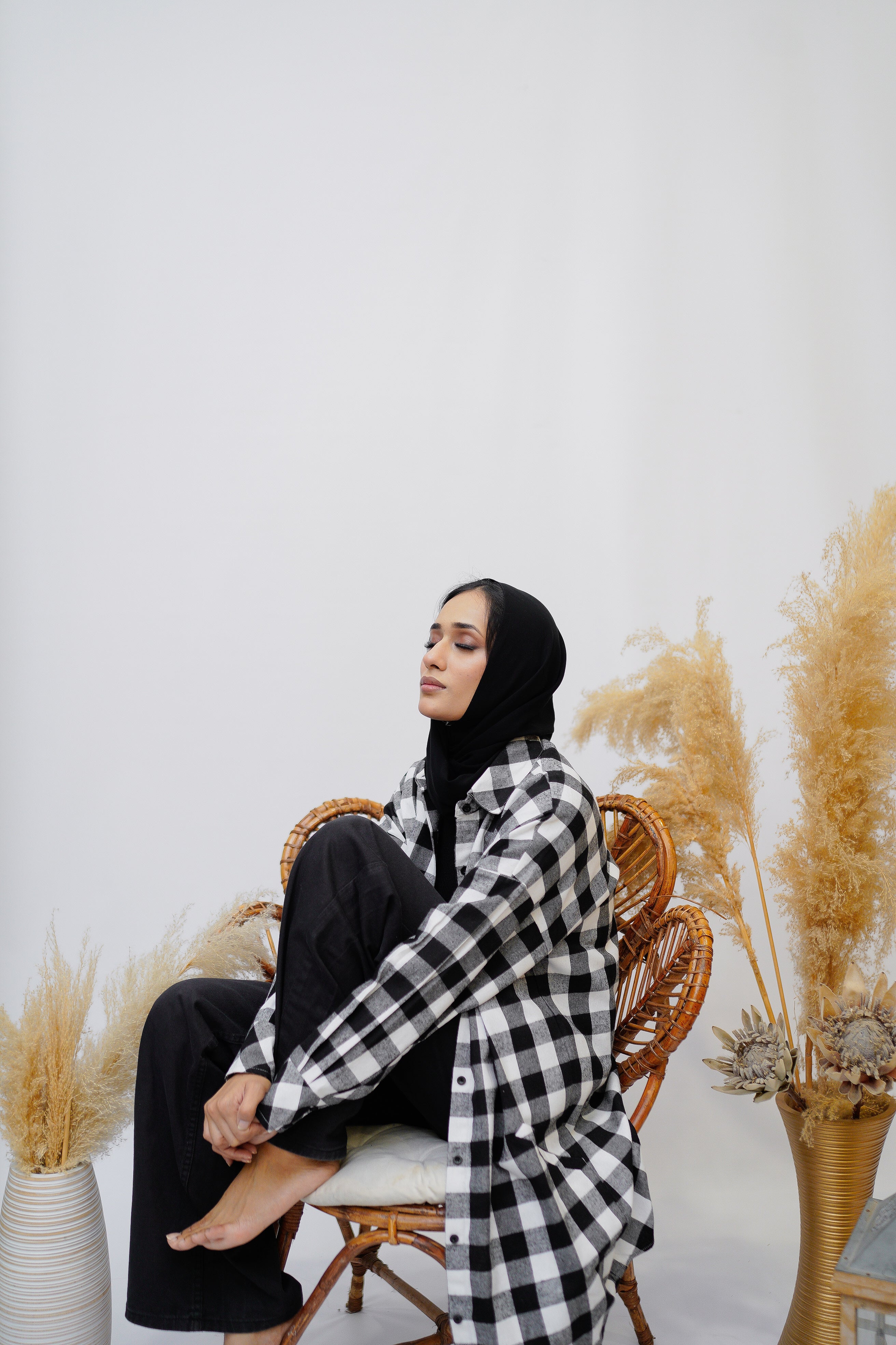 Black & White Flannel Shirt - Eshaal Mishkaat