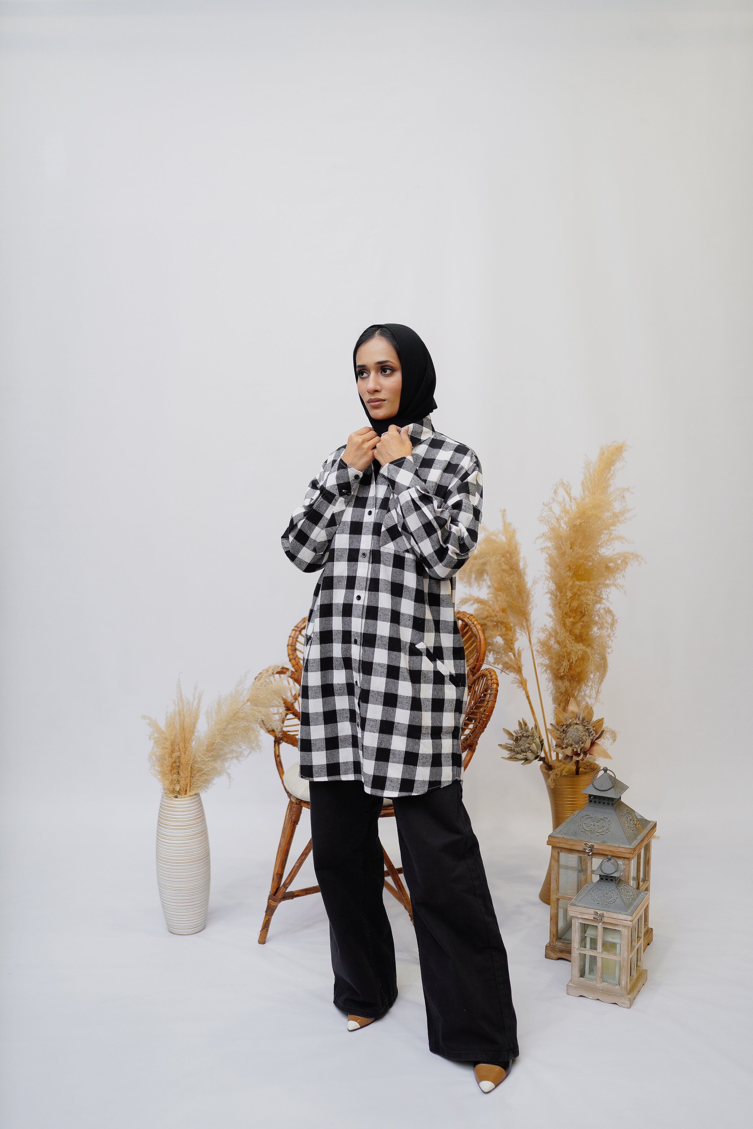 Black & White Flannel Shirt - Eshaal Mishkaat