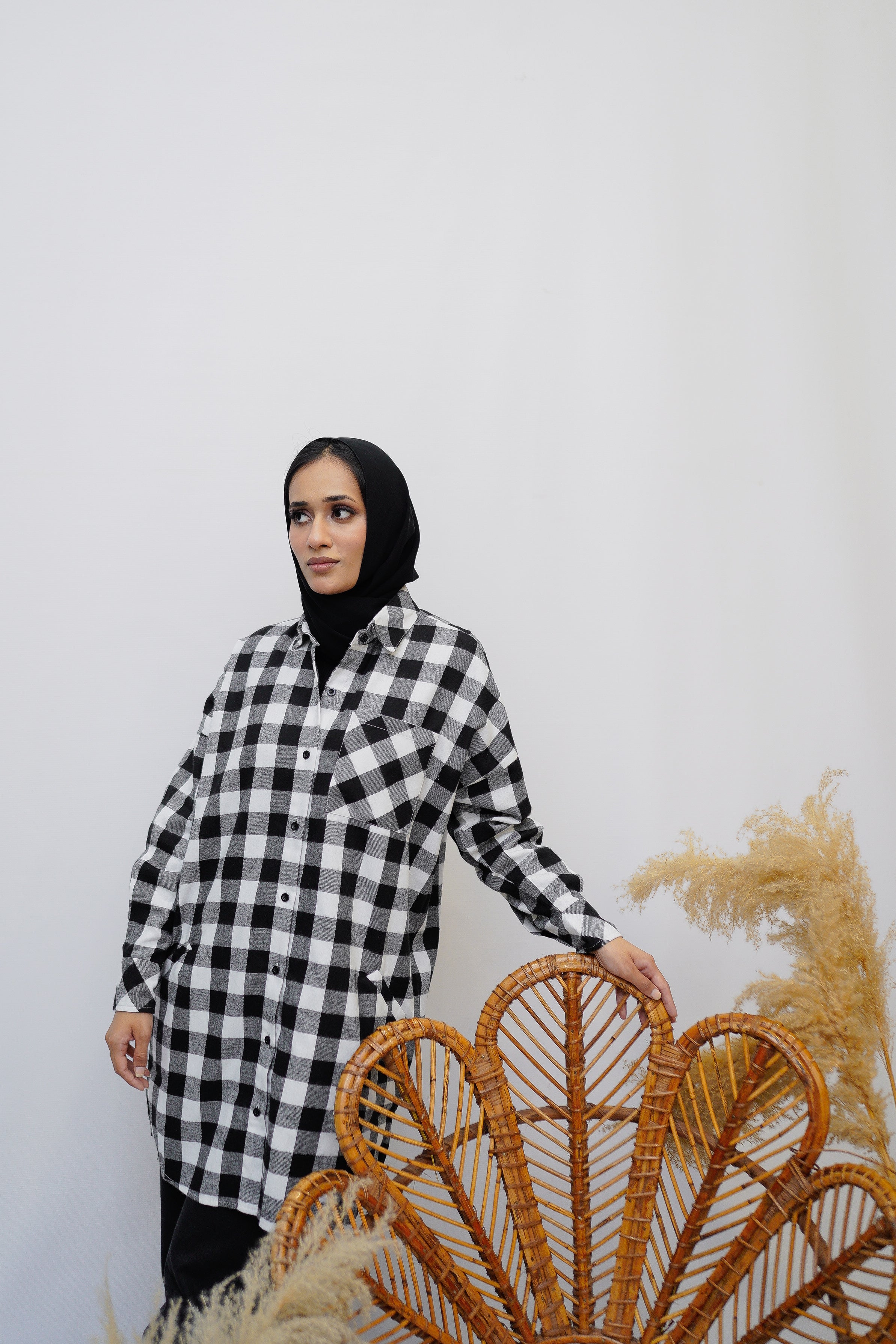 Black & White Flannel Shirt - Eshaal Mishkaat