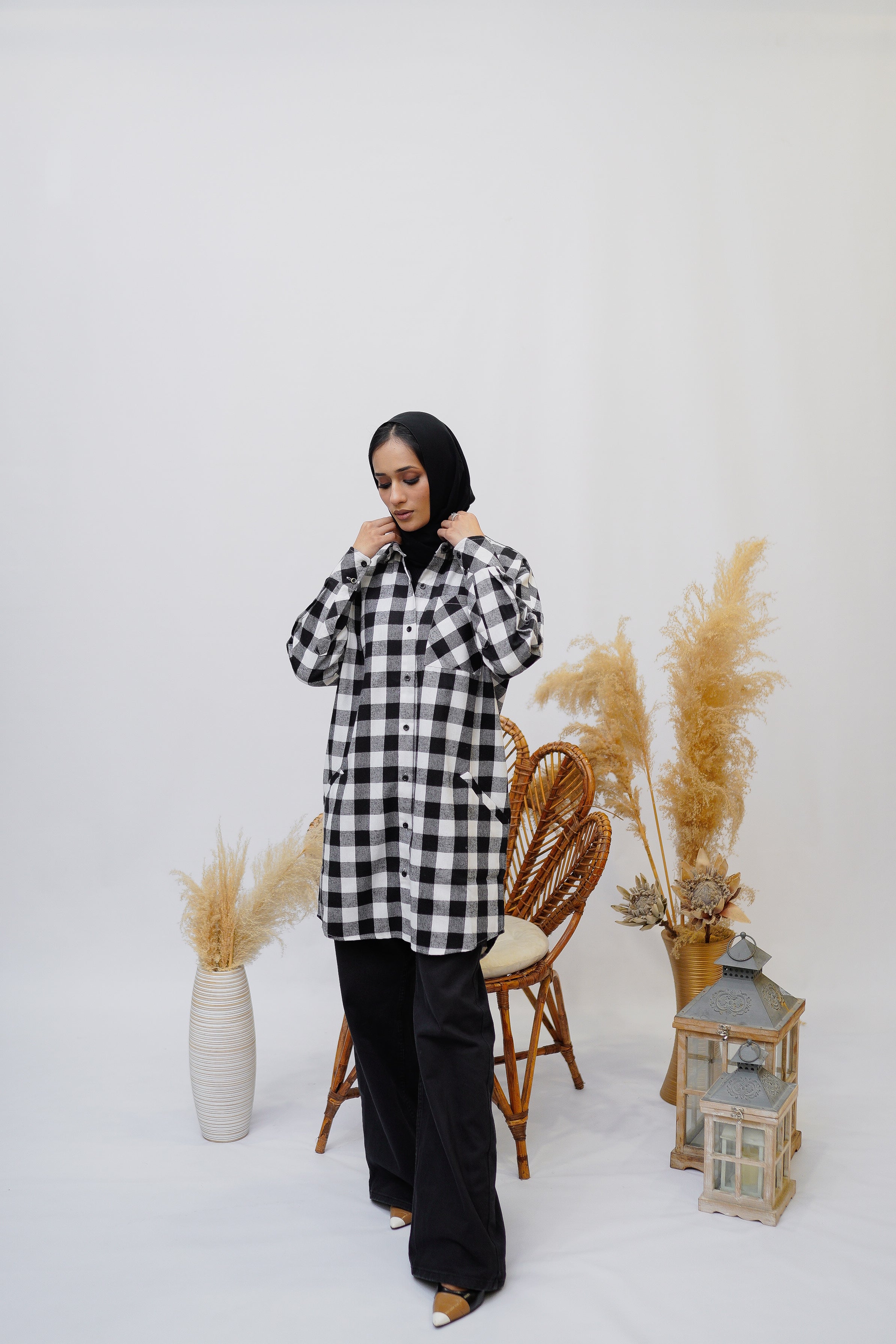 Black & White Flannel Shirt - Eshaal Mishkaat