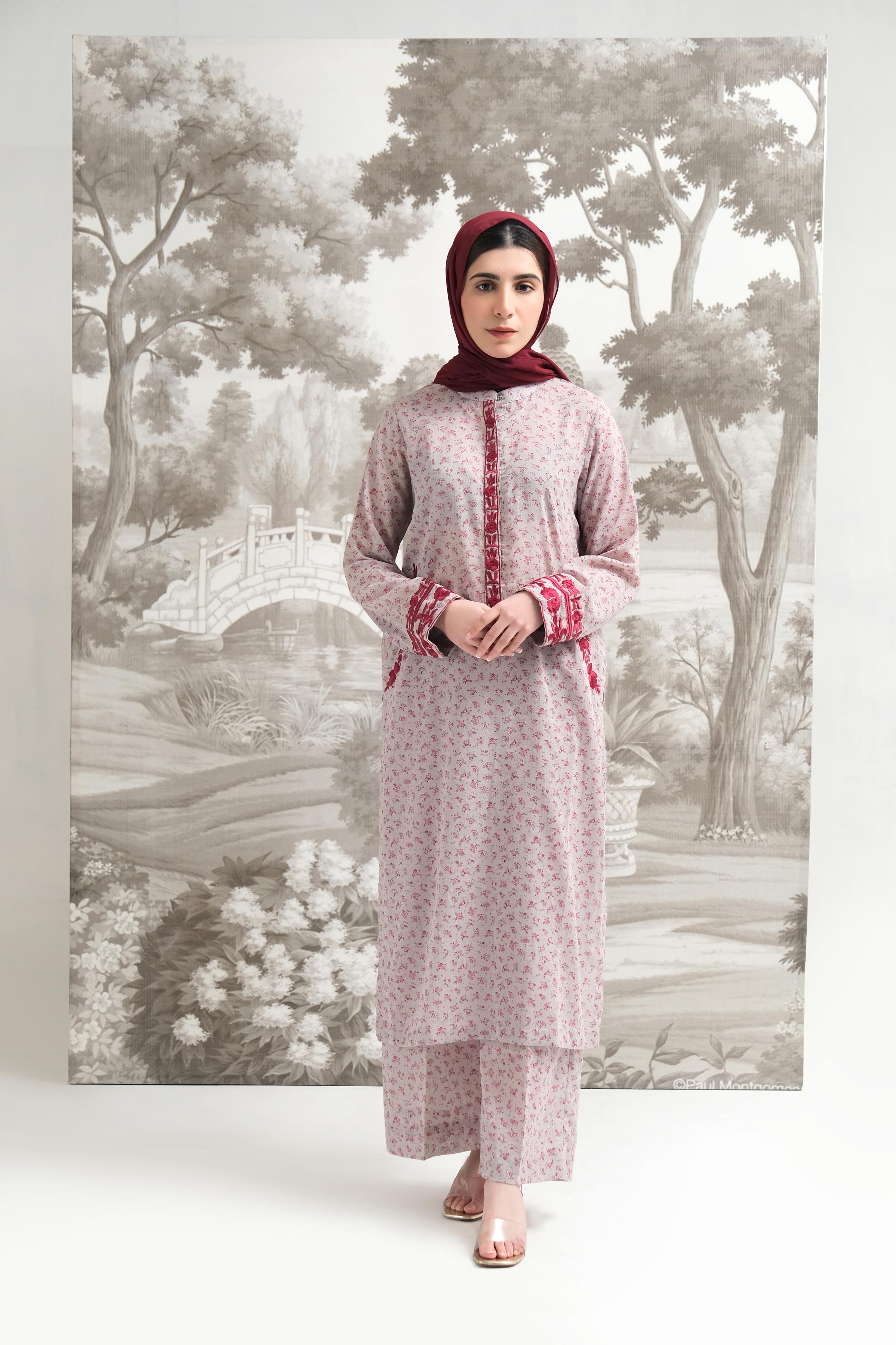 Grey Floral Set - Eshaal Mishkaat