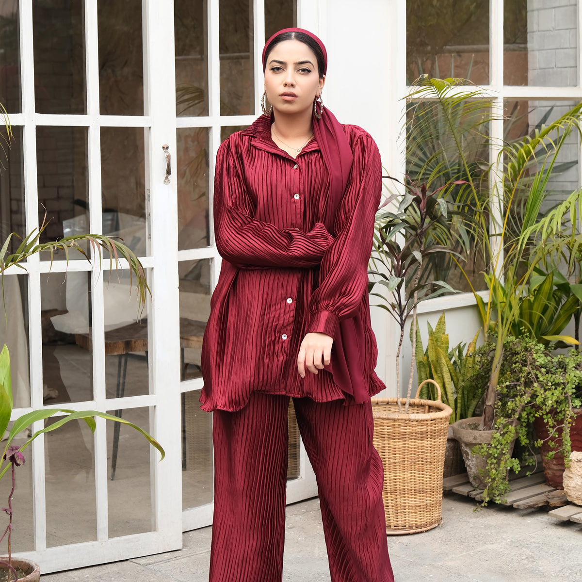 Raspberry Silk Co-ord Set – Eshaal Mishkaat