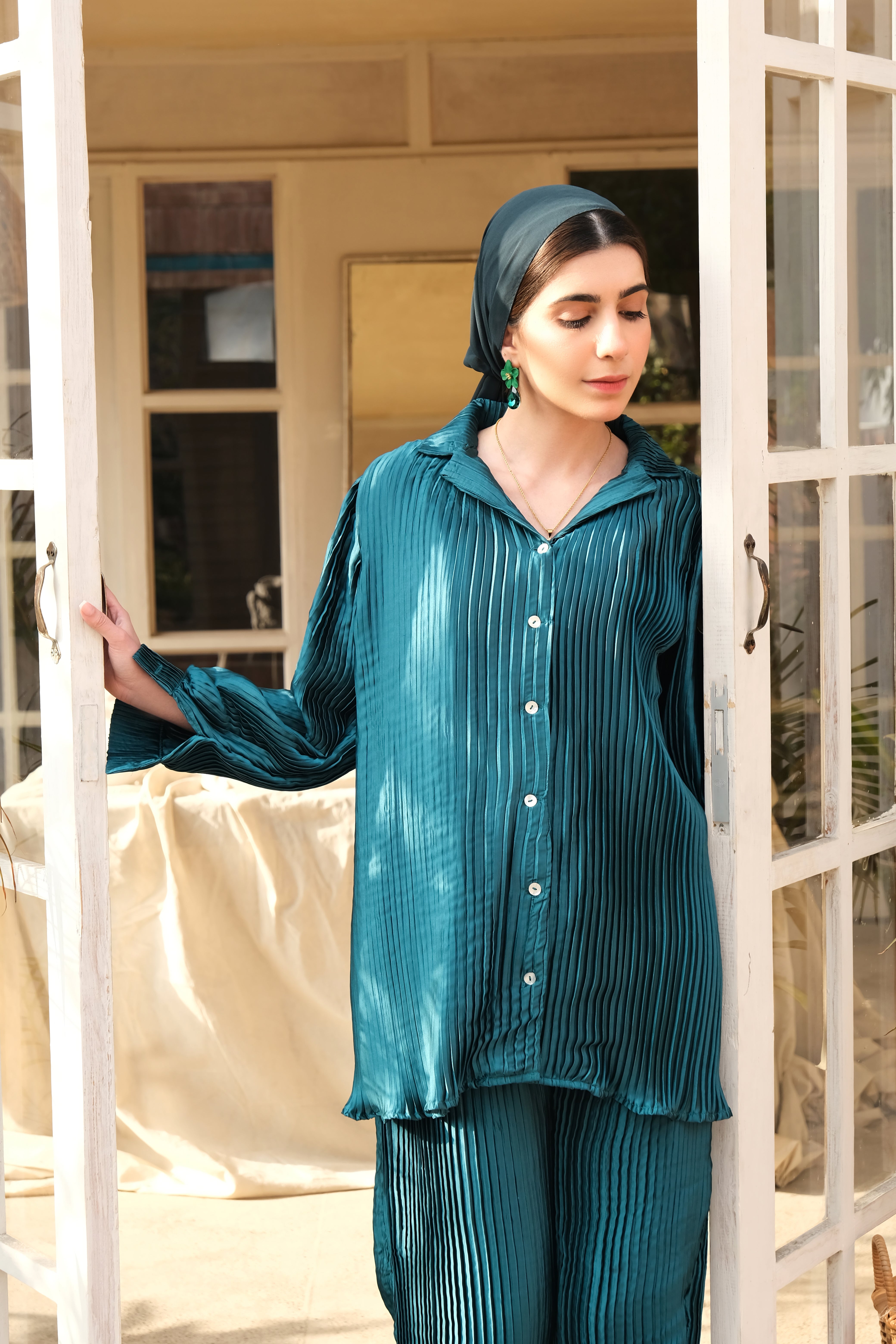 Teal Silk Co-ord Set