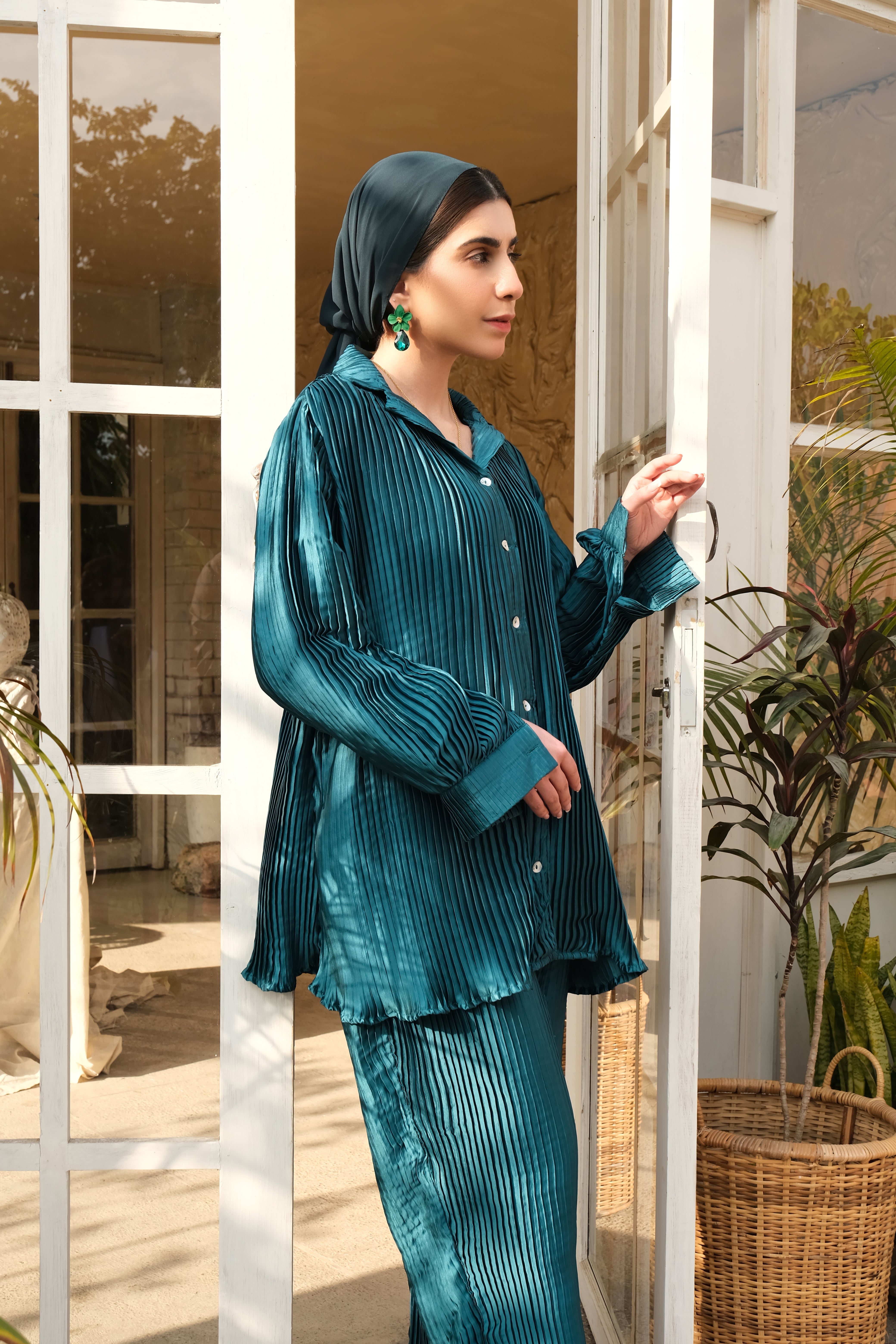 Teal Silk Co-ord Set