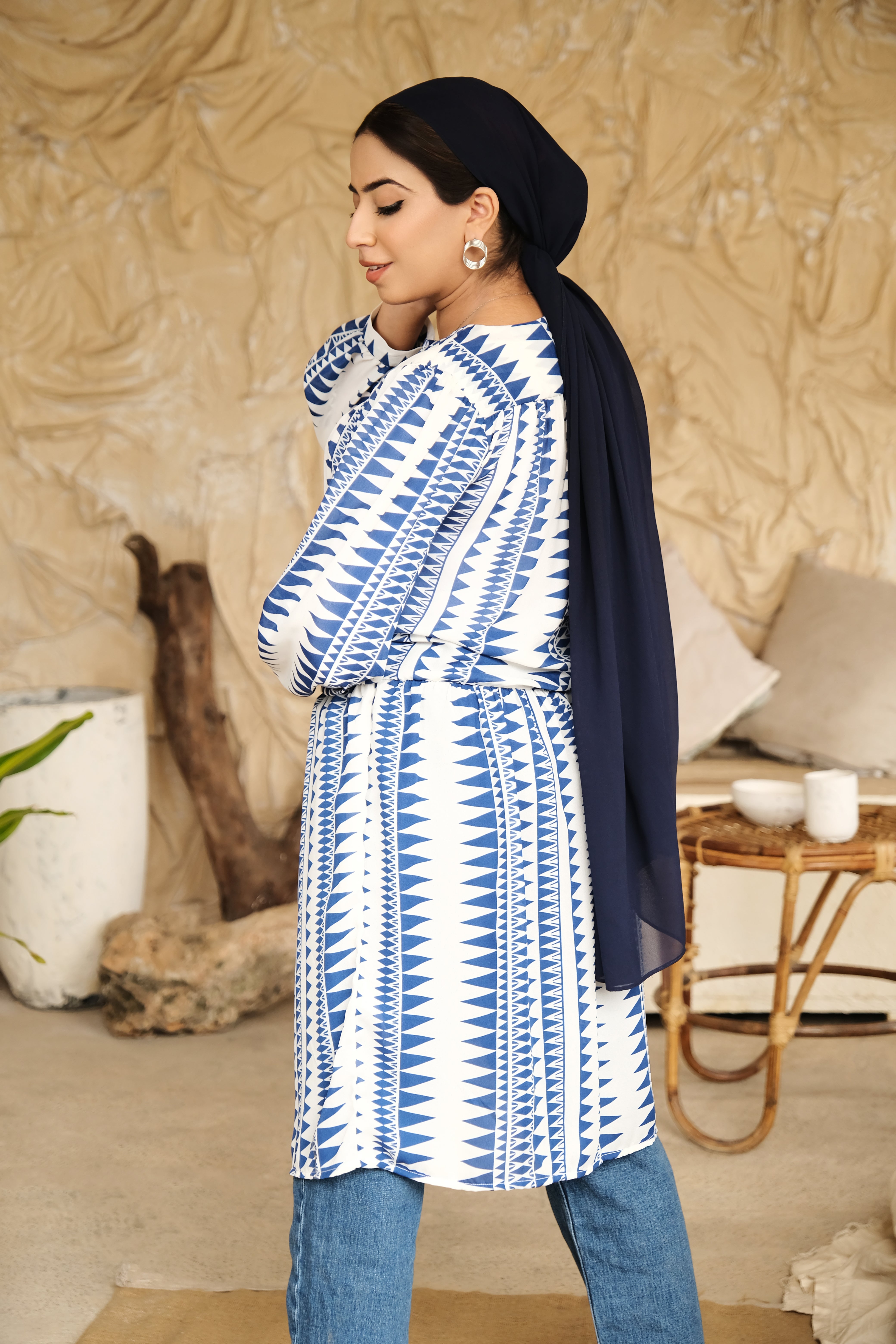 Blue White button down yoke shirt