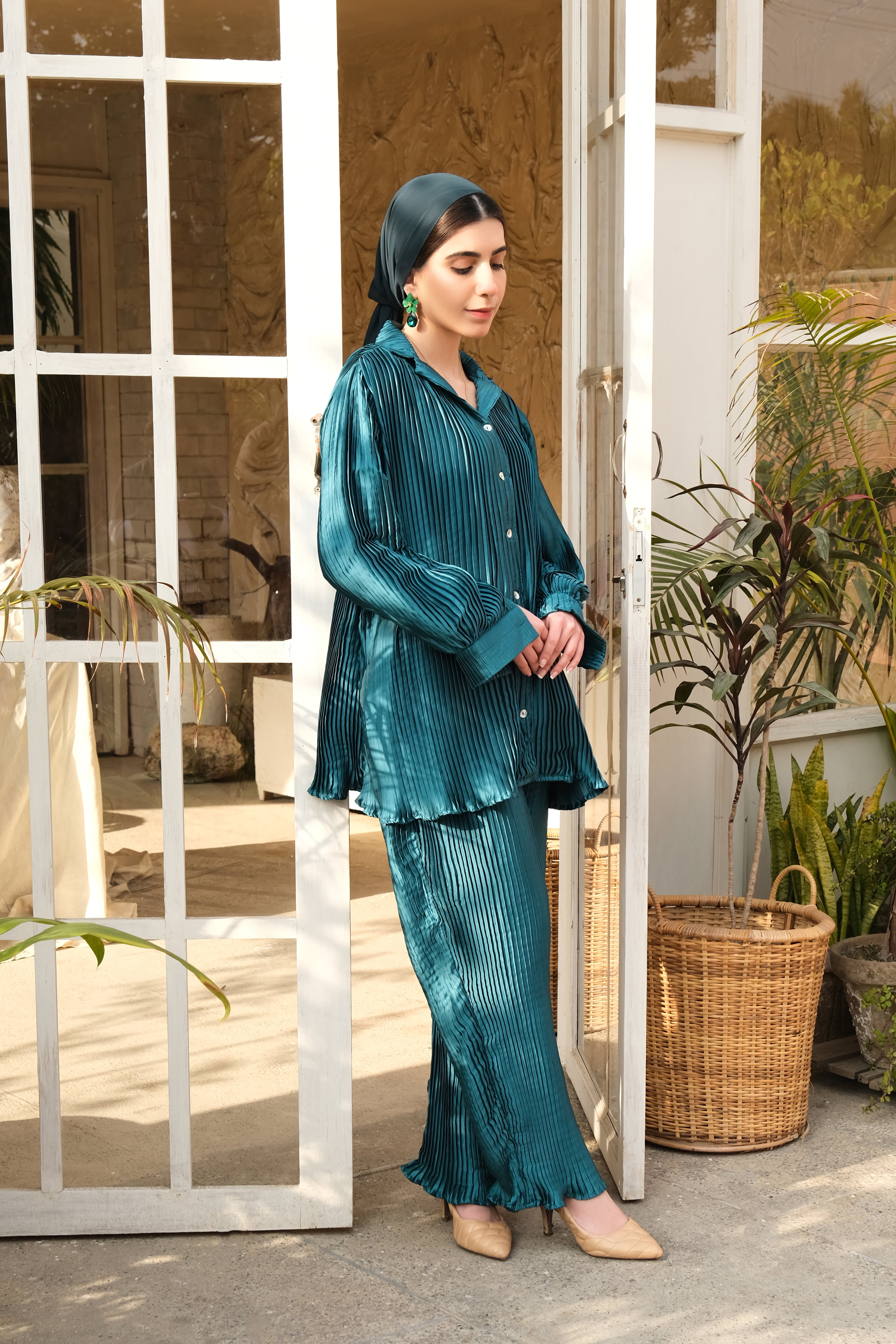 Teal Silk Co-ord Set