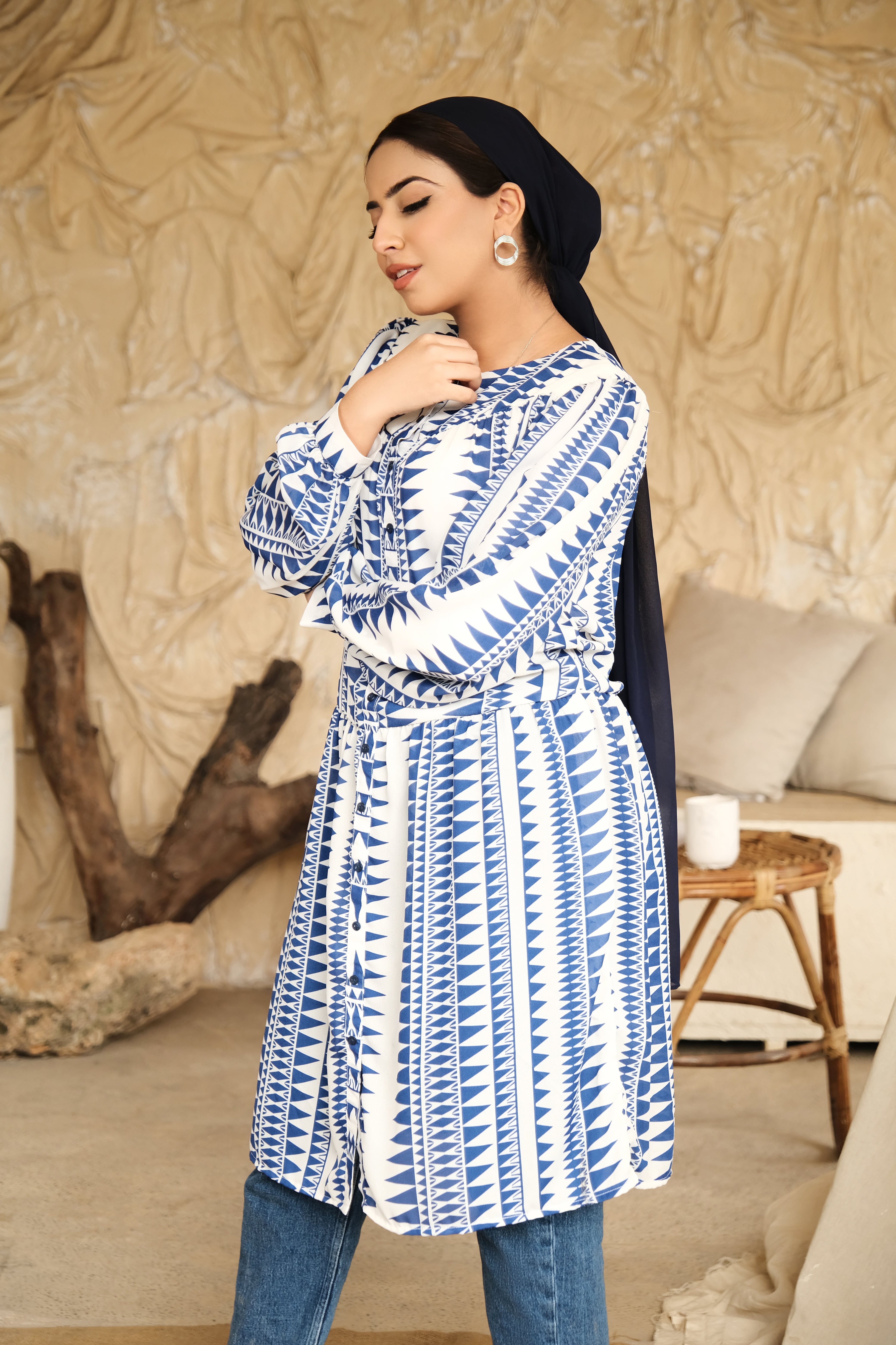 Blue White button down yoke shirt