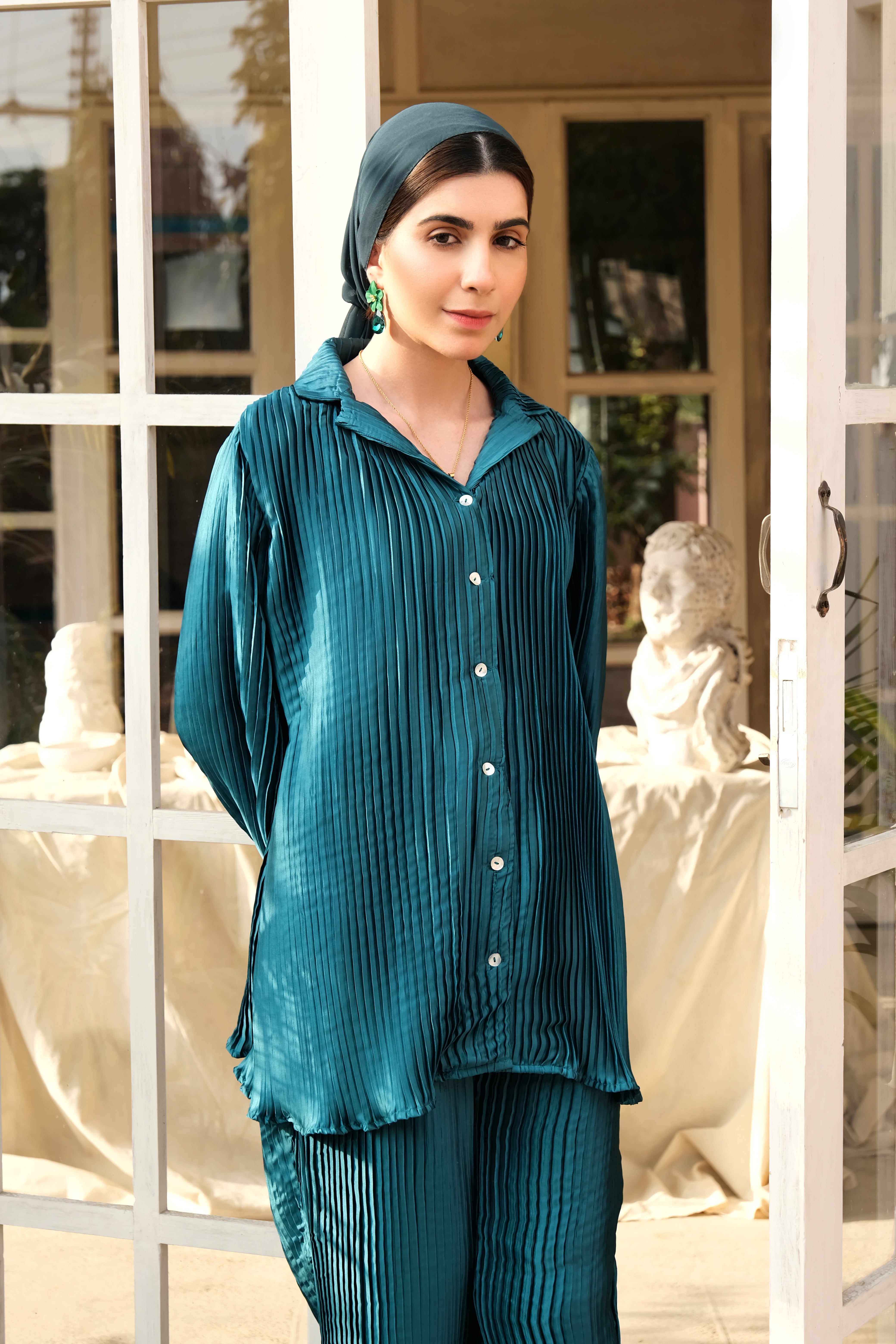 Teal Silk Co-ord Set