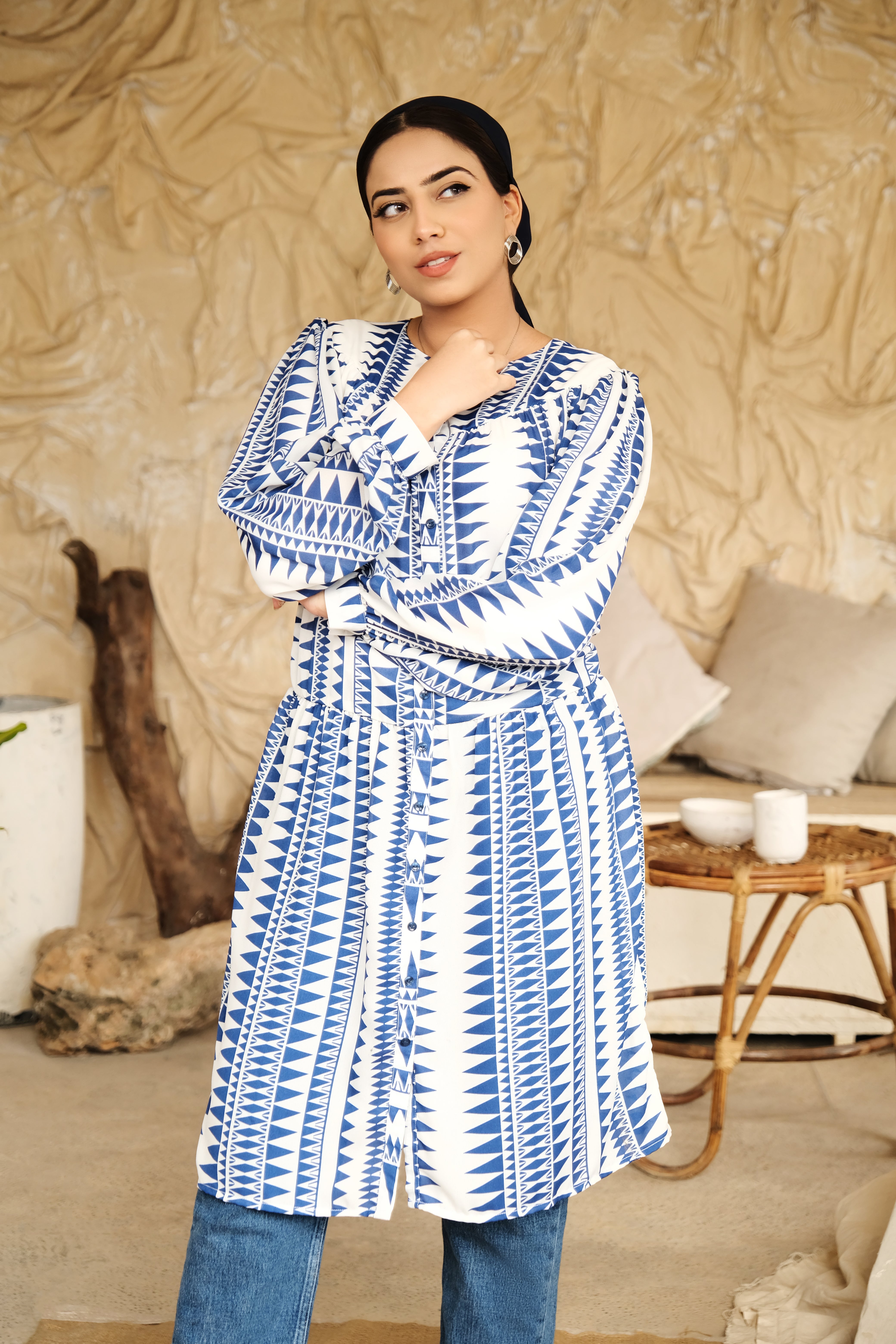 Blue White button down yoke shirt