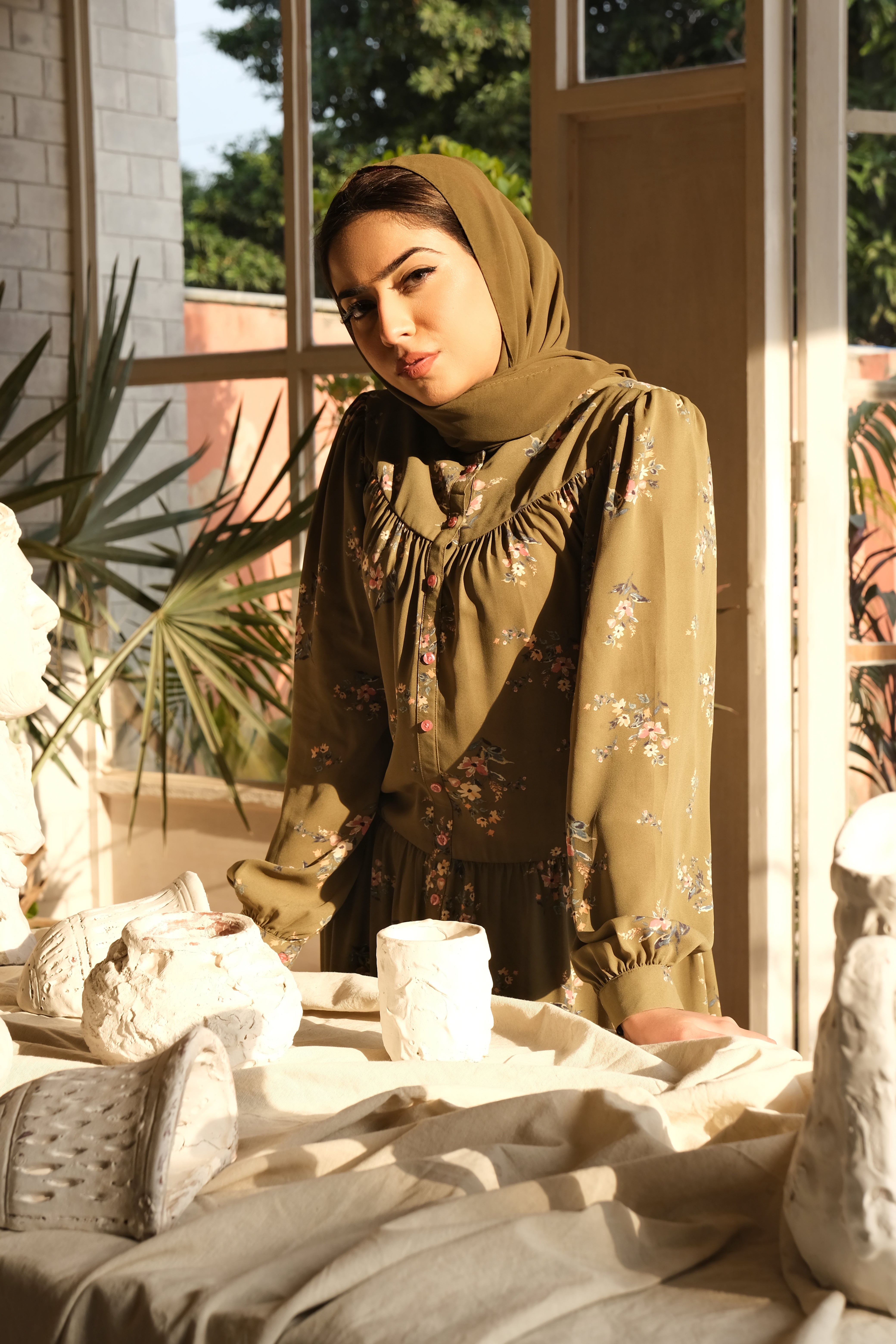 Mehndi button down yoke shirt